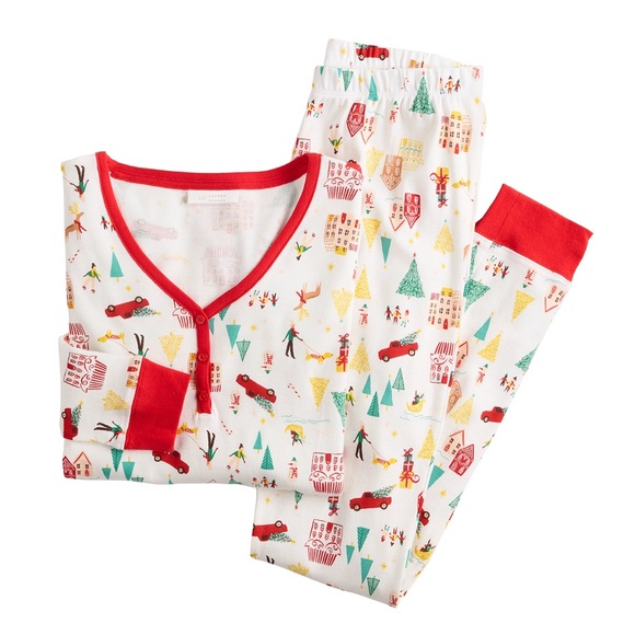 LC Lauren Conrad Women’s Holiday Village Pajama Set - Picture 3 of 12